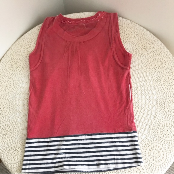 Chipie Girls Tank Top With Asymmetrical Print & Stripes at hemline Size 12 - Picture 3 of 7